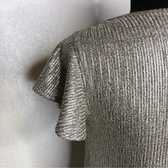 WHBM silver metallic flutter sleeve v neck top size Extra Extra Small XXS - Picture 12 of 14
